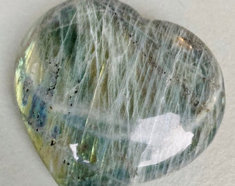 Large Labradorite Polished Heart Stone, Healing Crystals, Heart Shape Crystal, Spirituality Stone,