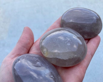 Rare Blue Rose Quartz from Madagascar Hand Polished Palm Stone, Metaphysical Stones, zen gifts for her.