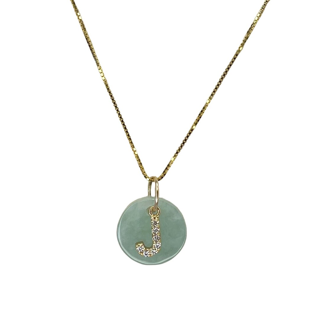 Jade Initial Pendant - Etsy
