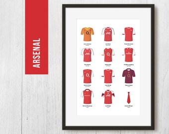 Arsenal Classic Kits Football Team Print Gift For Him Free Etsy