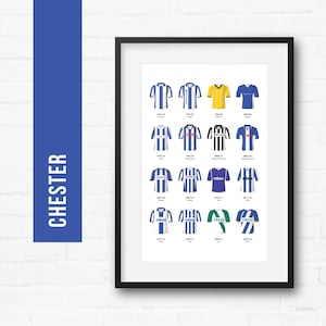 Chester Football Poster Wandkunst | Klassische Kits | Kultige Retro Shirts Geschichte | Geschenk für Ihn | Geburtstagsgeschenk | Männerhöhle