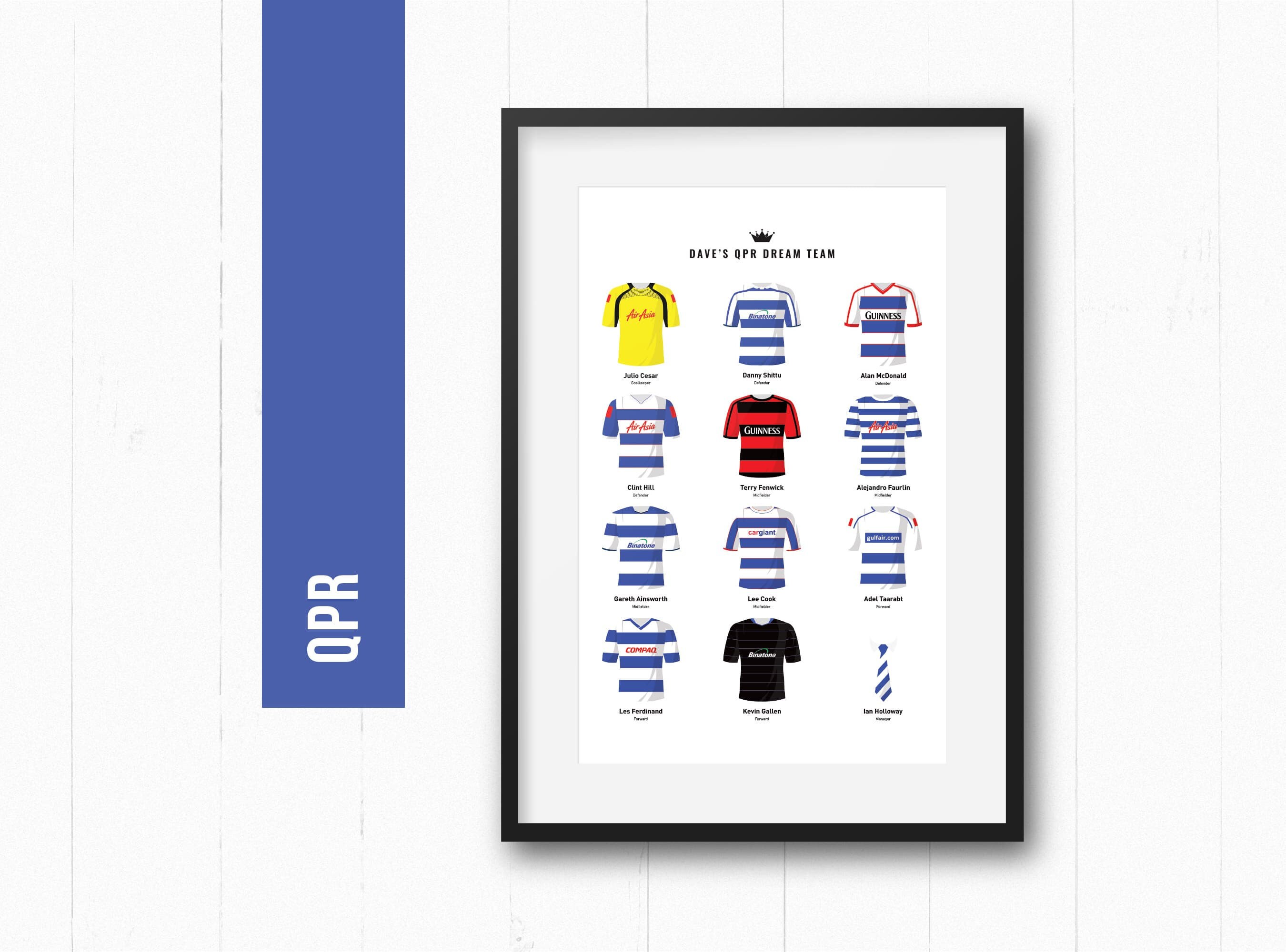 QPR shirts through the years a3 print