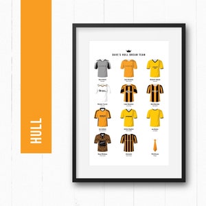 Hull Football Player Dream Team Print Poster Wall Art | Personalised Gift for Him | Birthday Present | Man Cave