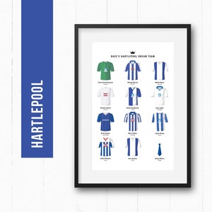 Hartlepool Football Player Dream Team Print Poster Wall Art | Personalizowany prezent dla niego | Prezent urodzinowy | Man Cave