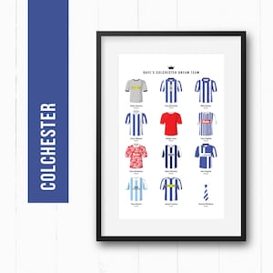 Colchester Football Player Dream Team Print Poster Wall Art | Personalised Gift for Him | Birthday Present | Man Cave