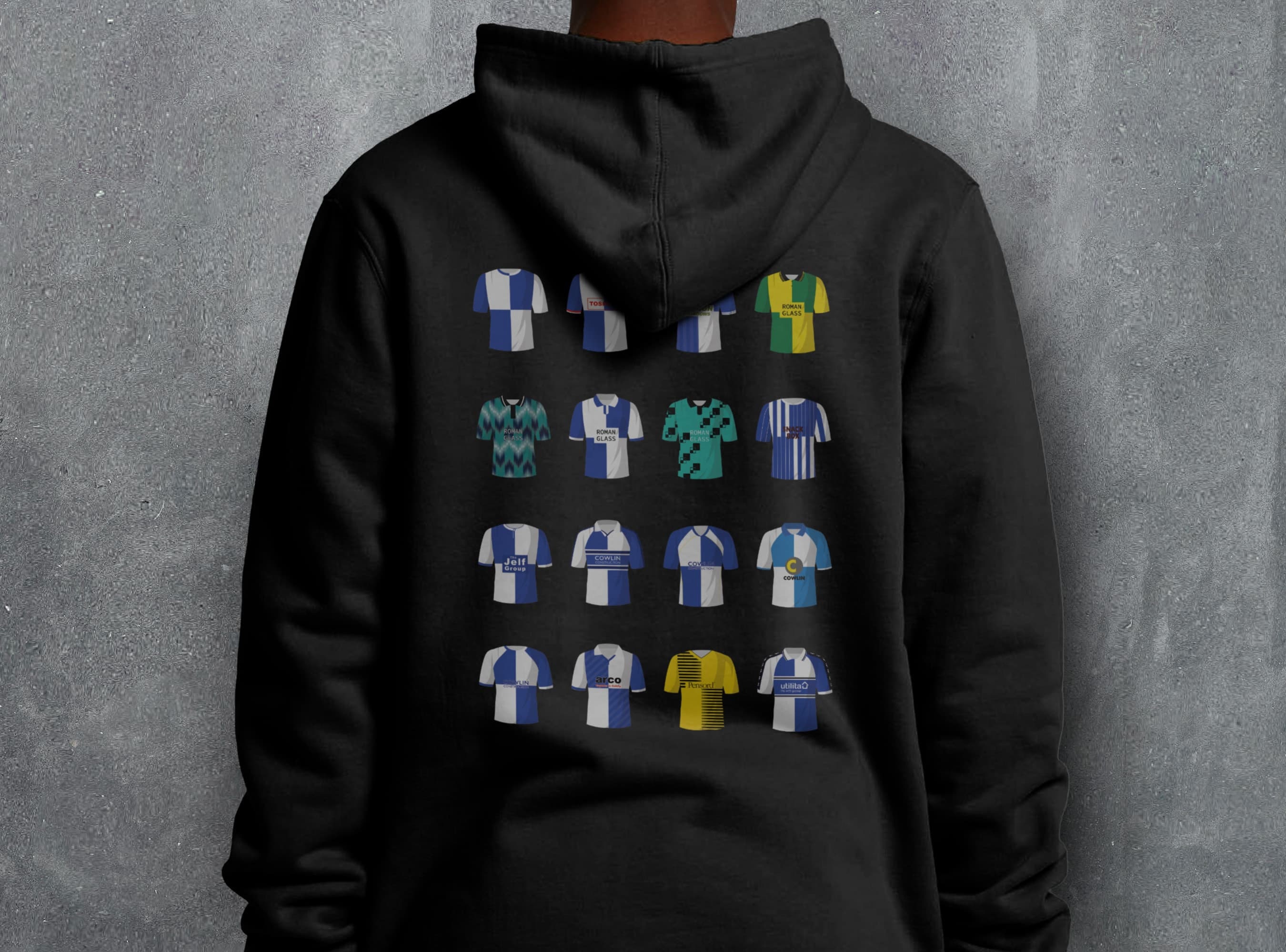 Bristol Rovers Football Hoodie Apparel Clothing | Classic Kits | Iconic Retro Shirts History | Gift for Him | Birthday Present