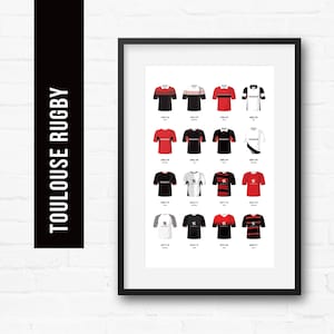 Toulouse Rugby Union Print Poster Wall Art | Classic Kits | Iconic Retro Shirts History | Gift for Him | Birthday Present | Man Cave