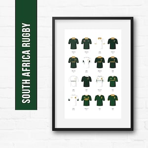 South Africa Rugby Union Print Poster Wall Art | Classic Kits | Iconic Retro Shirts History | Gift for Him | Birthday Present | Man Cave