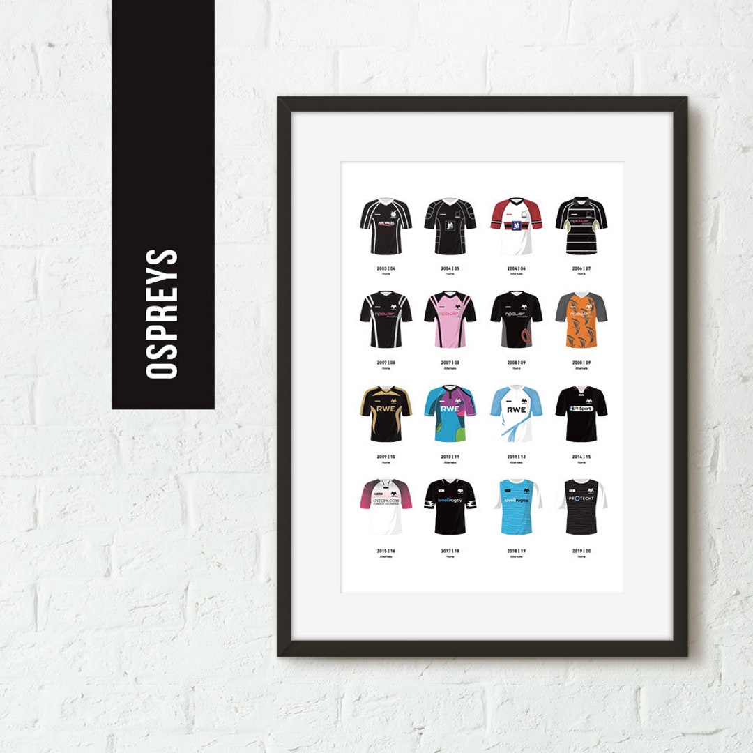 Ospreys Classic Kits Rugby Union Team Poster Print Gift for Etsy