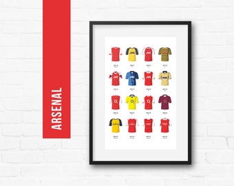 Arsenal Classic Kits Football Team Poster Print, Gift for Him