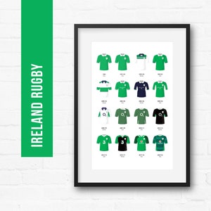 Ireland Rugby Union Print Poster Wall Art | Classic Kits | Iconic Retro Shirts History | Gift for Him | Birthday Present | Man Cave