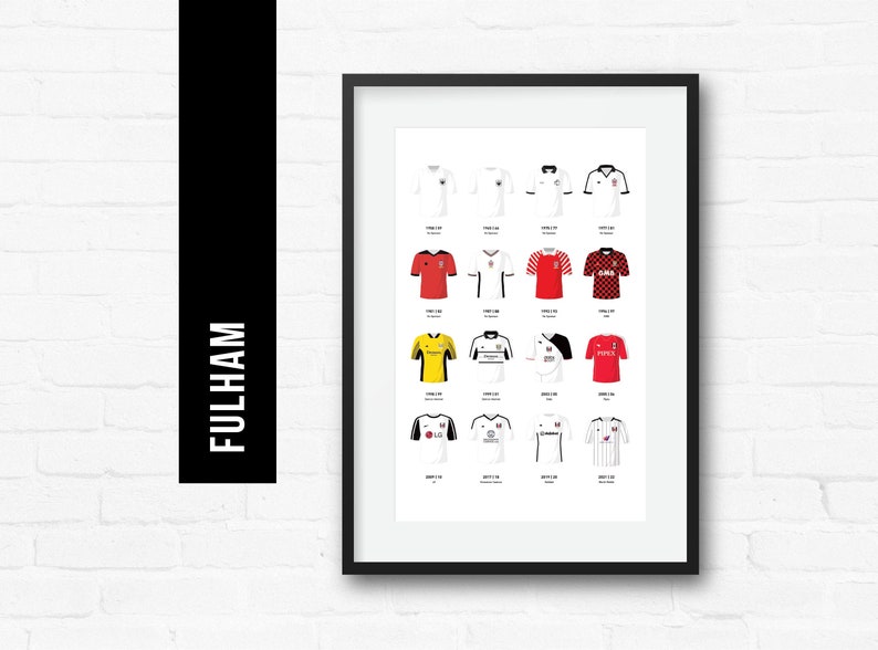 Fulham Classic Kits Football Team Poster Print Gift for Him Etsy UK