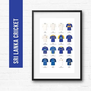 Sri Lanka-muurkunst krekelprint poster | Klassieke kits | Geschiedenis van iconische retro-shirts | Cadeau voor hem | Verjaardagscadeau | Mannengrot