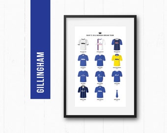 Gillingham Football Player Dream Team Print Poster Wall Art | Personalised Gift for Him | Christmas Present | Man Cave