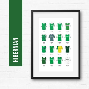Hibernian Football Print Poster Wall Art | Classic Kits | Iconic Retro Shirts History | Gift for Him | Birthday Present | Man Cave