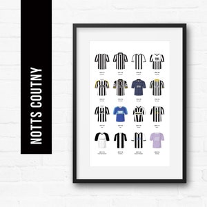Notts County Football Poster Wandkunst | Klassische Kits | Kultige Retro Shirts Geschichte | Geschenk für Ihn | Geburtstagsgeschenk | Männerhöhle