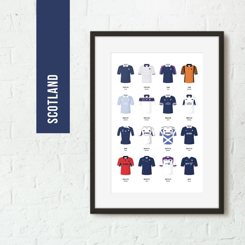 Scotland Classic Kits Rugby Union Team Poster Print Gift for Etsy