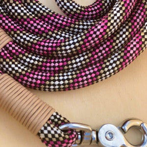 2 meter leash black, beige and pink - Rope dog leash - Paracord leash -climbing-Dog leash - Dog accessory - France