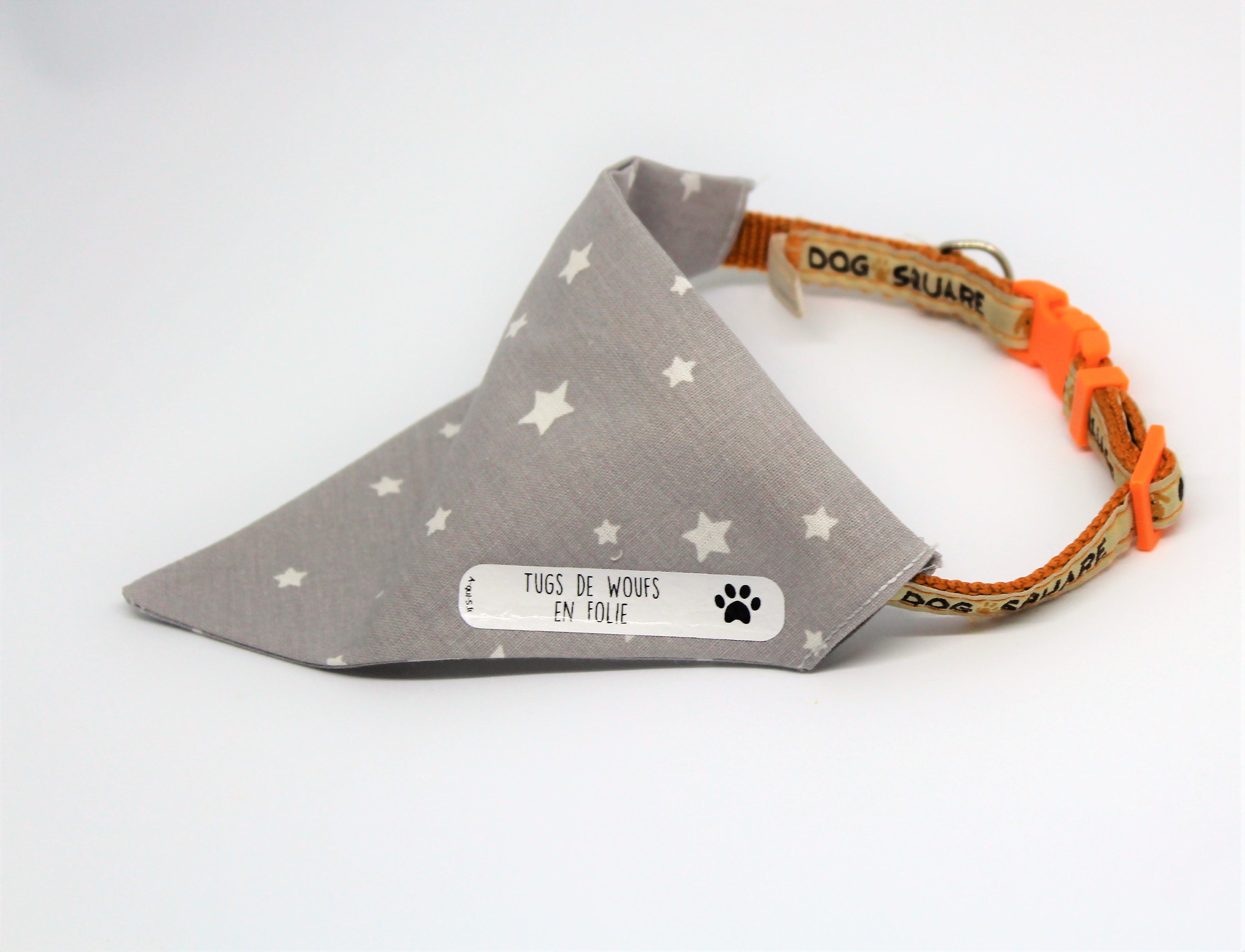 Bandana Pour Chiens et Chats - Accessoires Chien 4 Tailles- Fournitures Artisan Français Motif Étoil