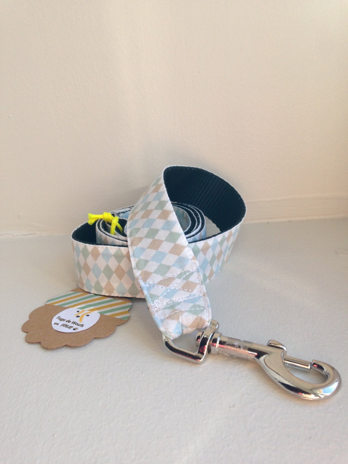 Laisse Pour Chien Losange- Laisse en Tissu - Sangle Dog Leash Accessoire France