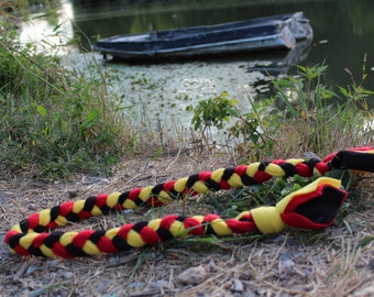 long tug for dog in long fleece braid - Dog toy - Dog accessory - Agility and flyball with your dog