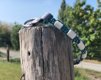 Adjustable anti-tick collar in glitter paracord and biothane with EM ceramic beads for dogs / durable collar / paracord collar