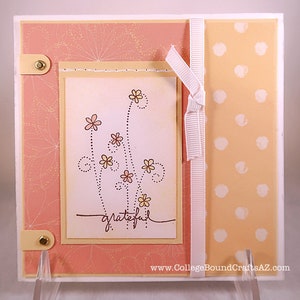 Grateful Swirl Flowers Hand-Stamped Card #209