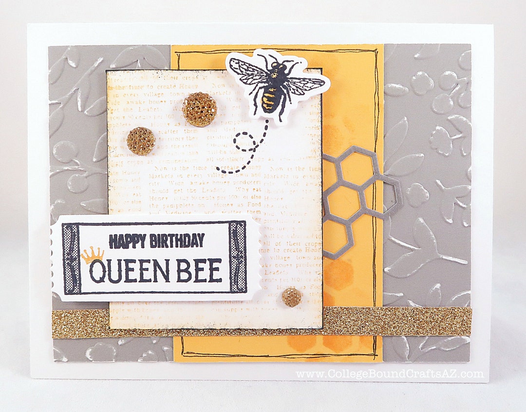 Happy Birthday Queen Bee Bumble Bee Hand-stamped Card #286 - Etsy