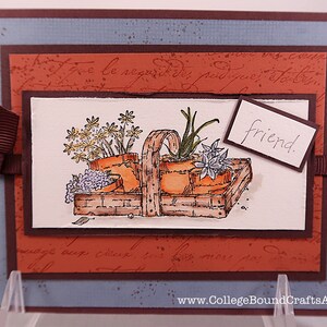 Gardening Basket Friend Hand-Stamped Card #108