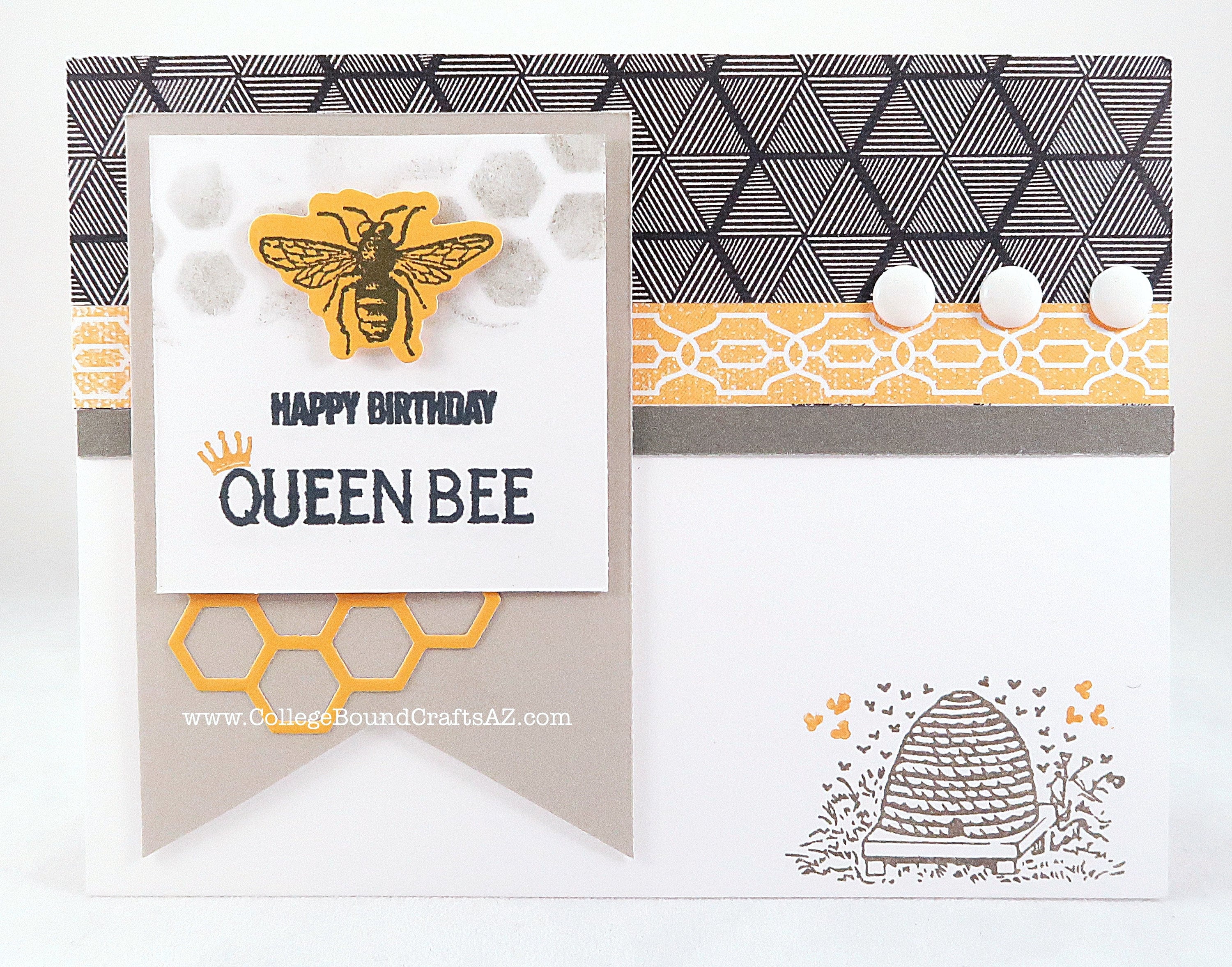 Happy Birthday Queen Bee Bumble Bee Hand-stamped Card #282 - Etsy