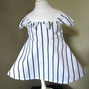 Baby&#39;s White with Black pinstripe Baseball Dress, 9-12 month size