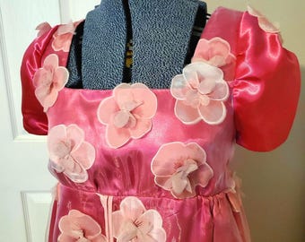 Floral pink Regency style dress small