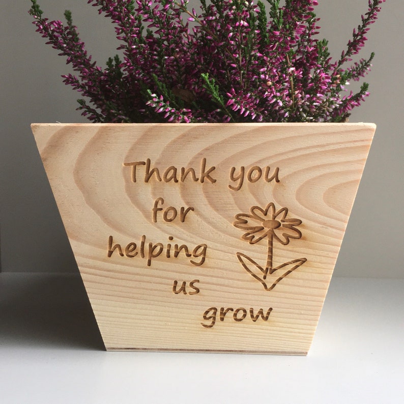 Personalised thank you for helping me grow teacher gift, teacher plant pot, gift for teacher, nursery gift, end of term gift image 1