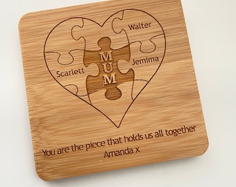 You are the piece that holds us all together coaster, Mothers day gift, Mothers day coaster, coaster for mummy, Mom coaster, mum coaster