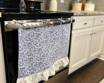 Handmade Floral Oven Skirt With Eyelet Lace: Cotton, Kitchen Decor