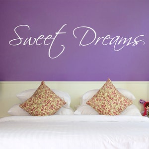 Bedroom Wall Quote  &quot;Sweet Dreams&quot;, Wall Art Sticker, Vinyl Decal, Modern Transfer.