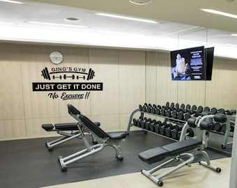 Personalised Gym Motivation Wall Sticker 'Just Get It Done...' Vinyl, Self Adhesive, Quote, Banner.