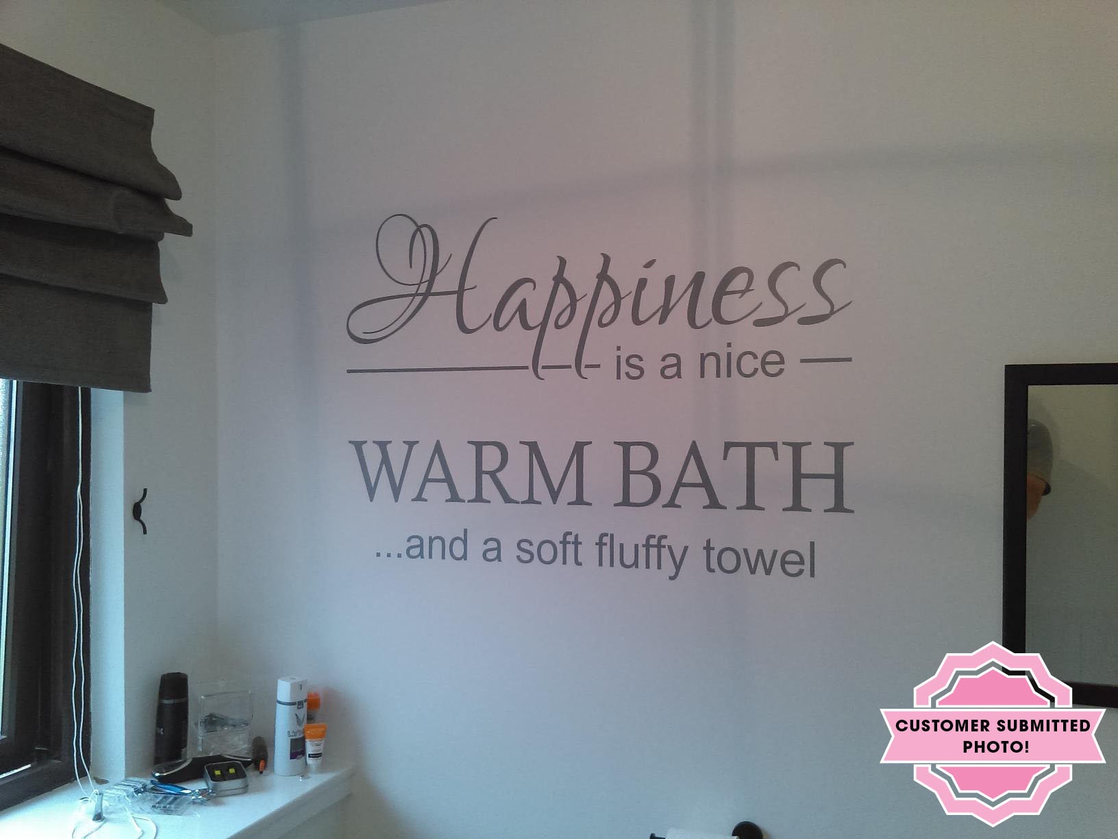 Bathroom Quote Happiness is ... Wall Art Sticker Modern | Etsy