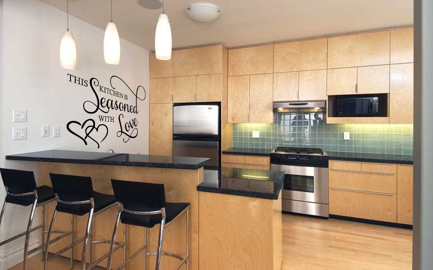 Kitchen Wall Quote "seasoned With Love" Quote, Transfer, Self Adhesive ...