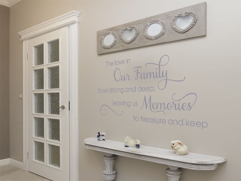 Wall Quote Vinyl Decal Modern Transfer. The love in Our Family.. Wall Art Sticker