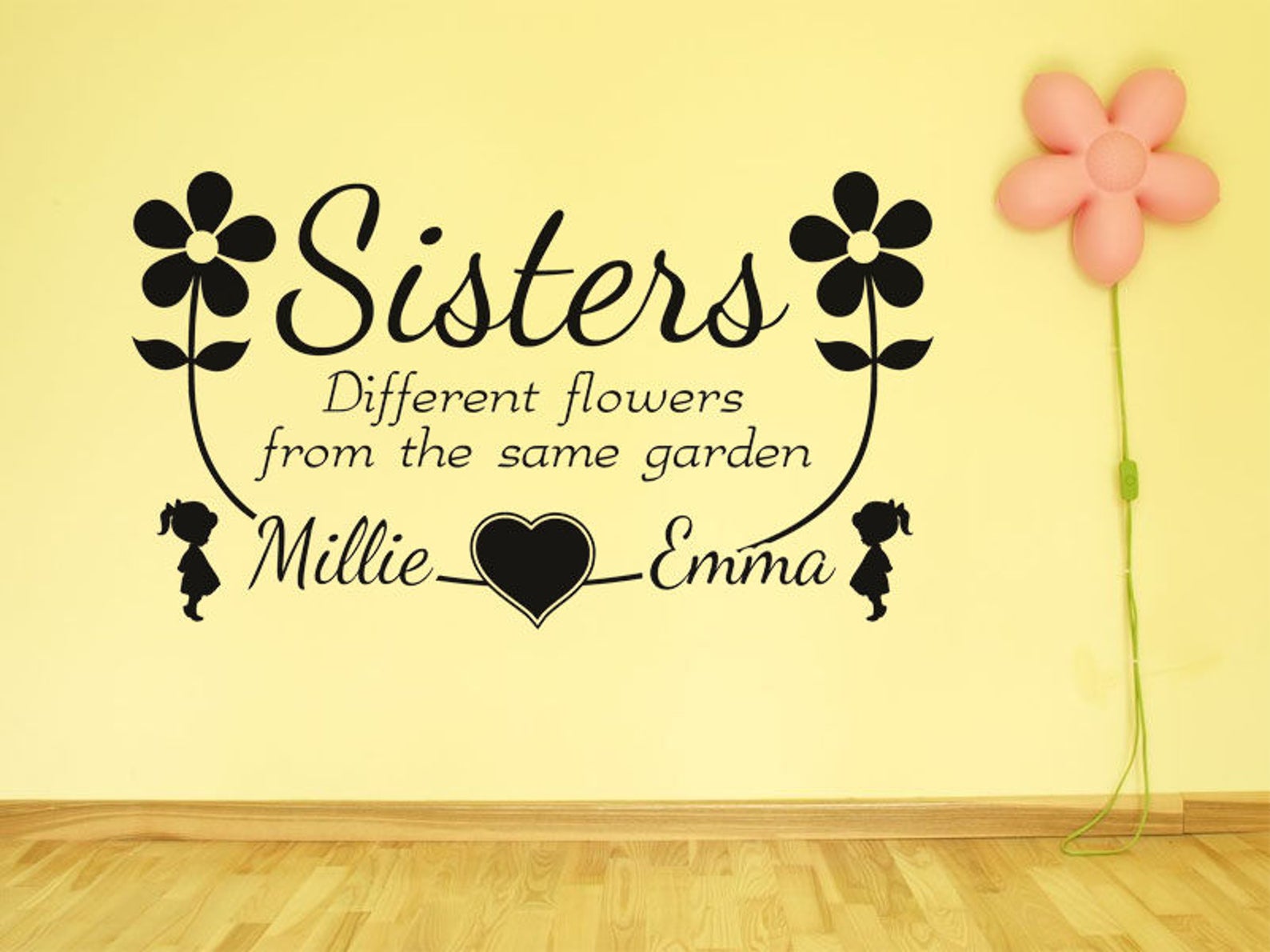 PERSONALISED Sisters Names Wall Sticker Wall Art Decal PVC Etsy