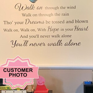 You'll never walk alone lyrics Quote Wall Art Sticker, Vinyl Decal, Modern Transfer Football, PVC imagem 5