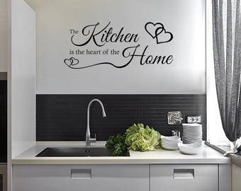 The KITCHEN Is The Heart Of A Home Wall Art Sticker, Vinyl Decal, Modern Transfer.