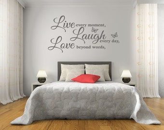 Wall Quote &quot;Live, Laugh, Love&quot; Wall Art Sticker, Vinyl Decal, Modern Transfer.