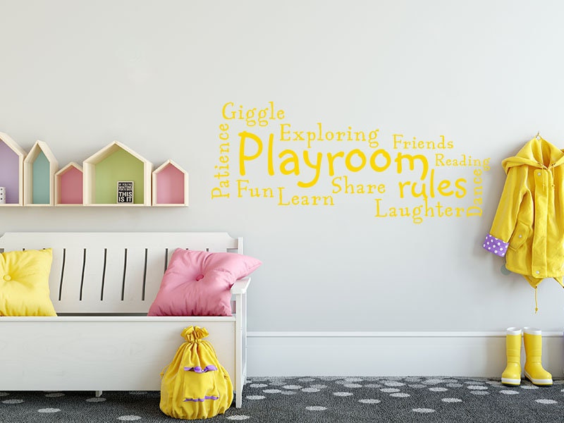 Playroom Rules Wall Art Quote Decal – Modern Vinyl Transfer, Removable