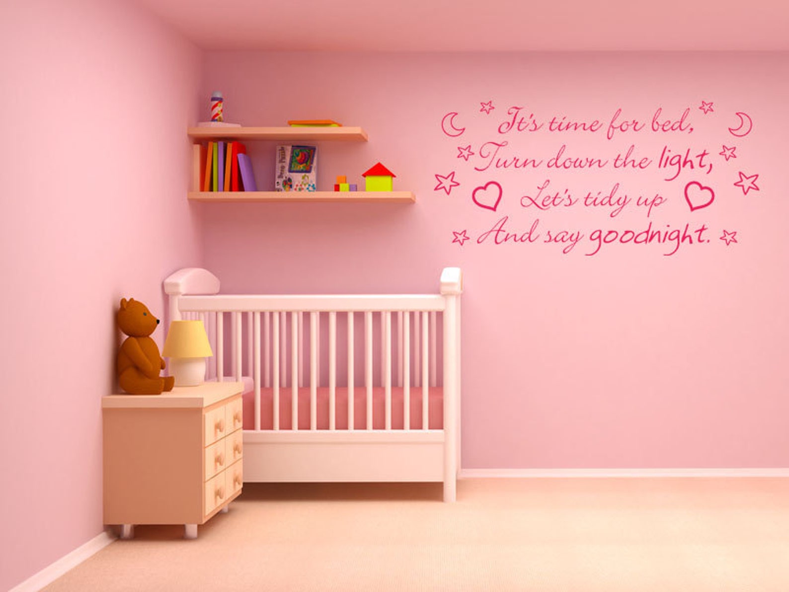 Nursery Wall Quote it's Time for Bed Turn Down the Etsy