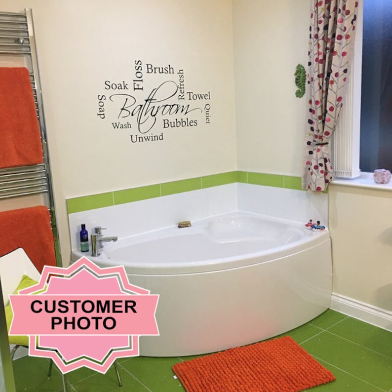 Bathroom Wall Quote Word Cloud Wall Art Sticker Decal Etsy