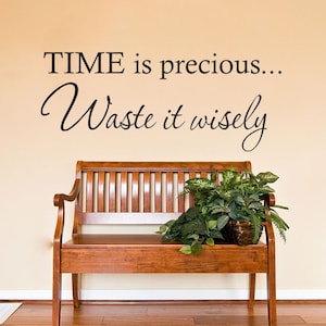 Wall Quote "Time Is Precious..." Wall Art Sticker, Vinyl Decal, Transfer.