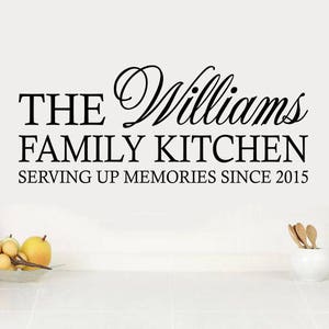 PERSONALISED "Family Kitchen" Wall Art Sticker, Vinyl Decal, Transfer.
