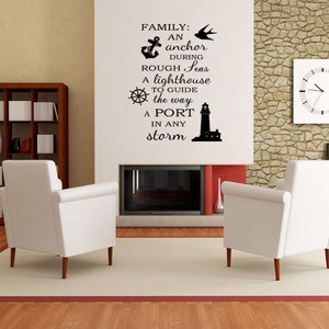 Wall Quote  &quot;Family - An Anchor During Rough Seas..&quot;, Wall Art Sticker, Modern Vinyl Transfer, decal.